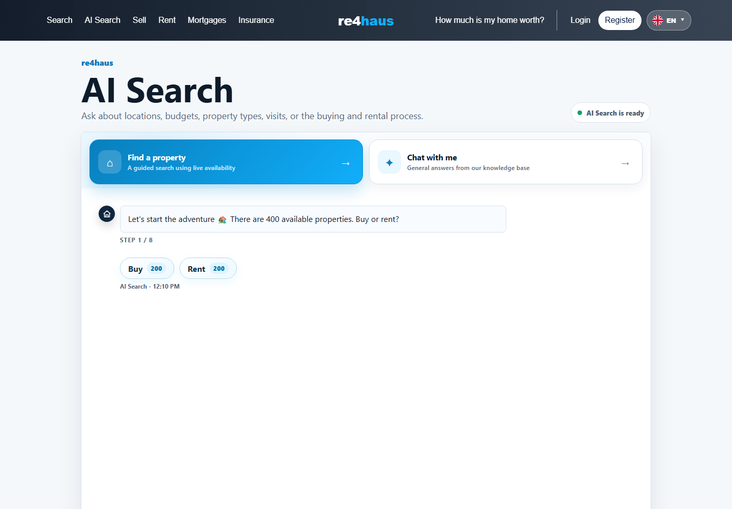 AI Search en funcionamiento